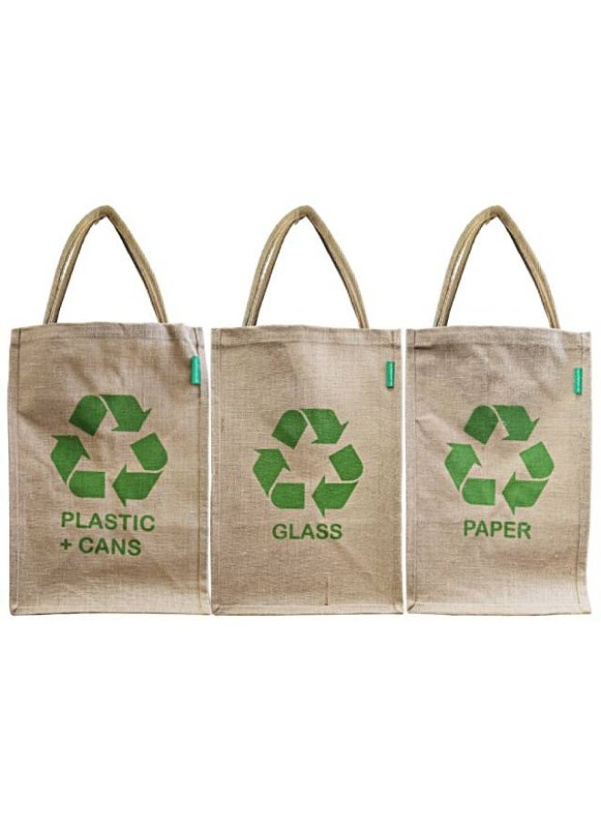 Recycling Waste Bag, Set of 3(Paper,Plastic,Glass), UAE