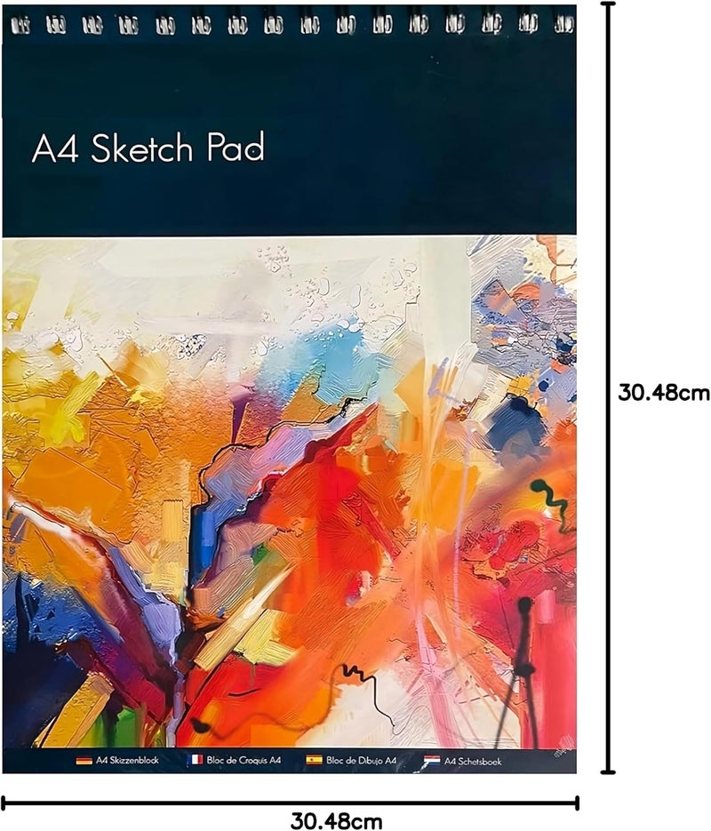 Al FAKHAMA A4 Sketch Pad - Pack of 2, 110 GSM White Sheets, Spiral Bound Drawing Pad - Image 5
