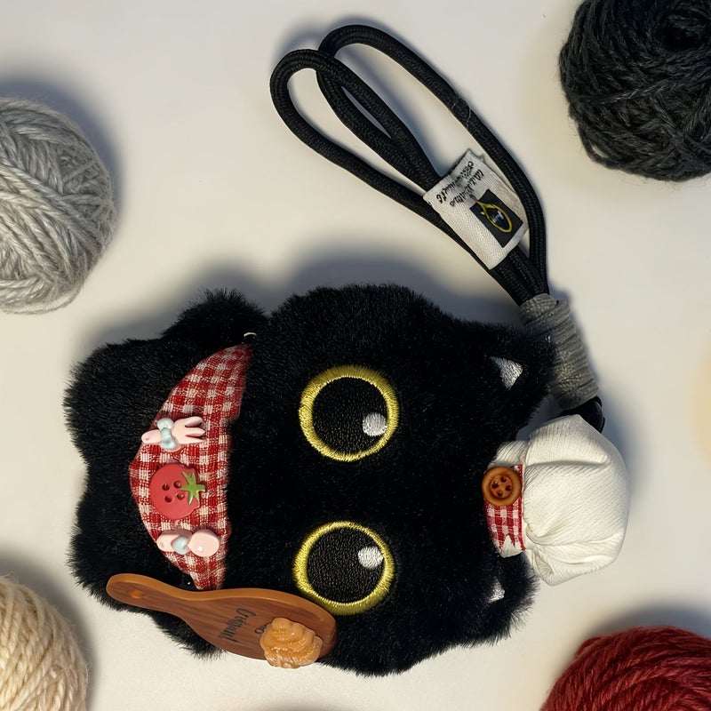 Cute Chef Little Black Cat Plush Toy With Expressive Eyes Soft Chewable Indoor Outdoor Use Suitable For All Breeds Kittens Adult Cats Safe Pet Exercise Companion No Battery Required - Image 1