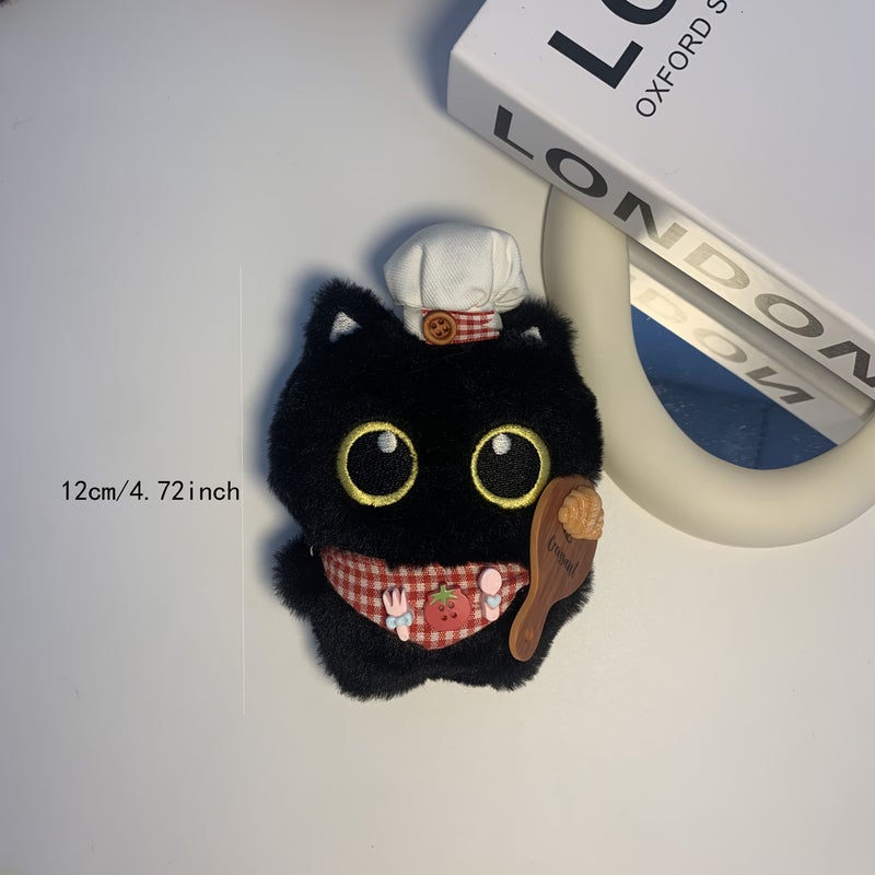 Cute Chef Little Black Cat Plush Toy With Expressive Eyes Soft Chewable Indoor Outdoor Use Suitable For All Breeds Kittens Adult Cats Safe Pet Exercise Companion No Battery Required - Image 2