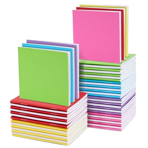 Paper Junkie 48 Pack Colorful Mini Blank Books, Bulk Pocket Sized Notebooks for Kids, 4x4 In Small Notepads Journals for Drawing Writing (6 Colors) - Image 1