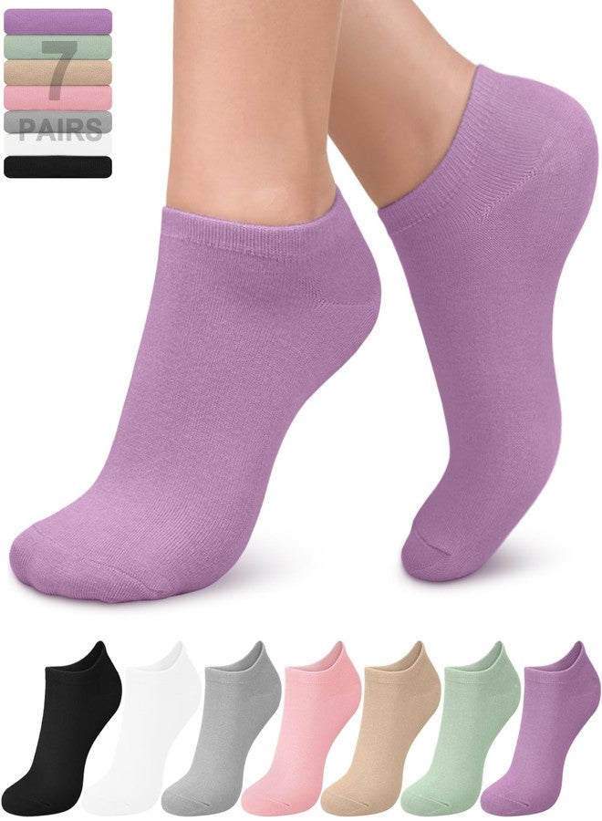 FuelMeFoot 7 Pairs Women's Viscose Bamboo No Show Socks Classic Low Cut Casual Running, Athletic Socks - Image 1