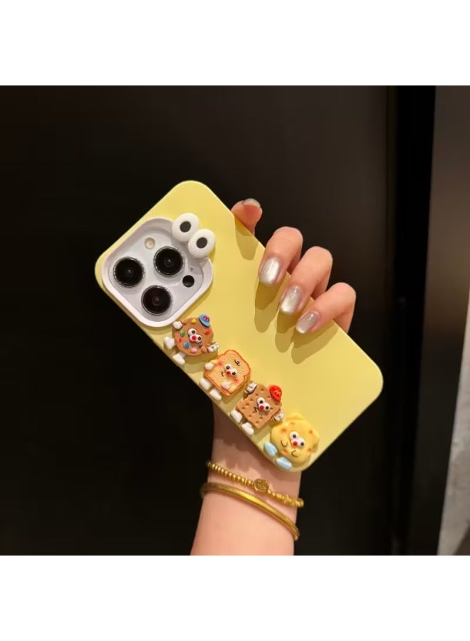 Temu Cute yellow silicone phone case with a 3D teddy bear design and an elastic strap for easy carrying. Shockproof and scratch-resistant cover compatible with iPhone 13 Pro Max. - Image 1
