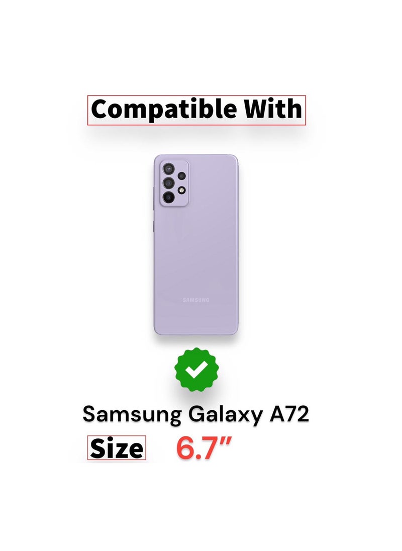 For Samsung Galaxy A72 Clear View Flip Case , Without Sensor , Stand Watching Position , Mirror Full Protection Cover Compatible With Samsung Galaxy A72 (6.7’) (Black)