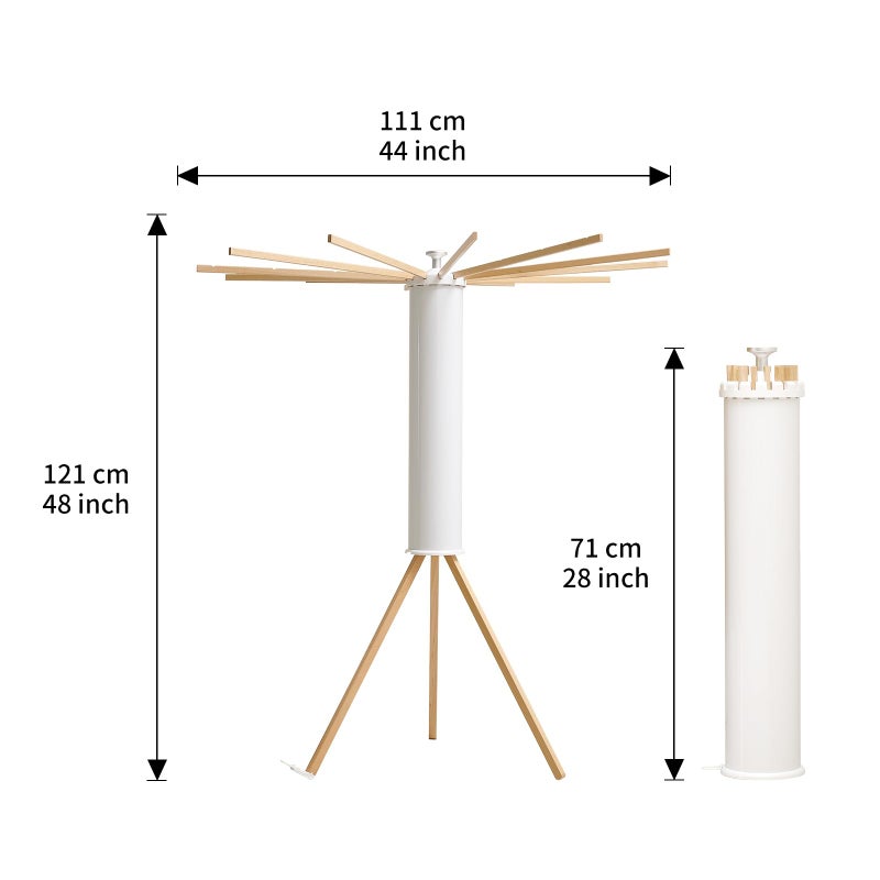 JOOM Tripod Clothes Drying Rack, Garment Rack Portable and Foldable Space Saving Laundry Drying Rack - Drying Rack Clothing 12 Rods Wooden - Image 2