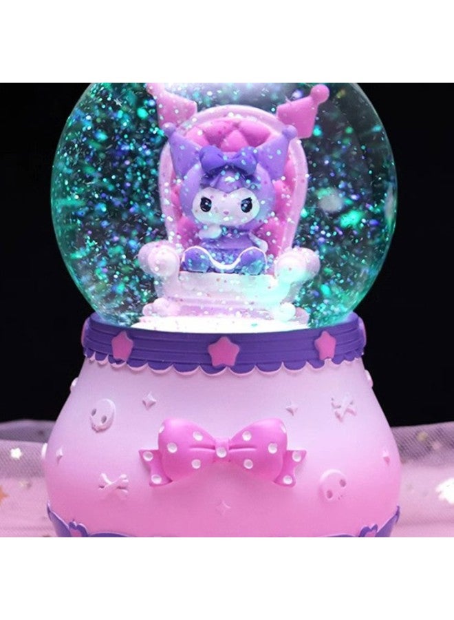 Kloomi Crystal Ball Music Box Girls Children's Birthday Gift Internet Celebratory Little Beaver Snow Music Box Ornaments-Color:Sweet Flower House Purple [inner Rotation + Music + Lantern + Automatic Snow] Large - Image 3