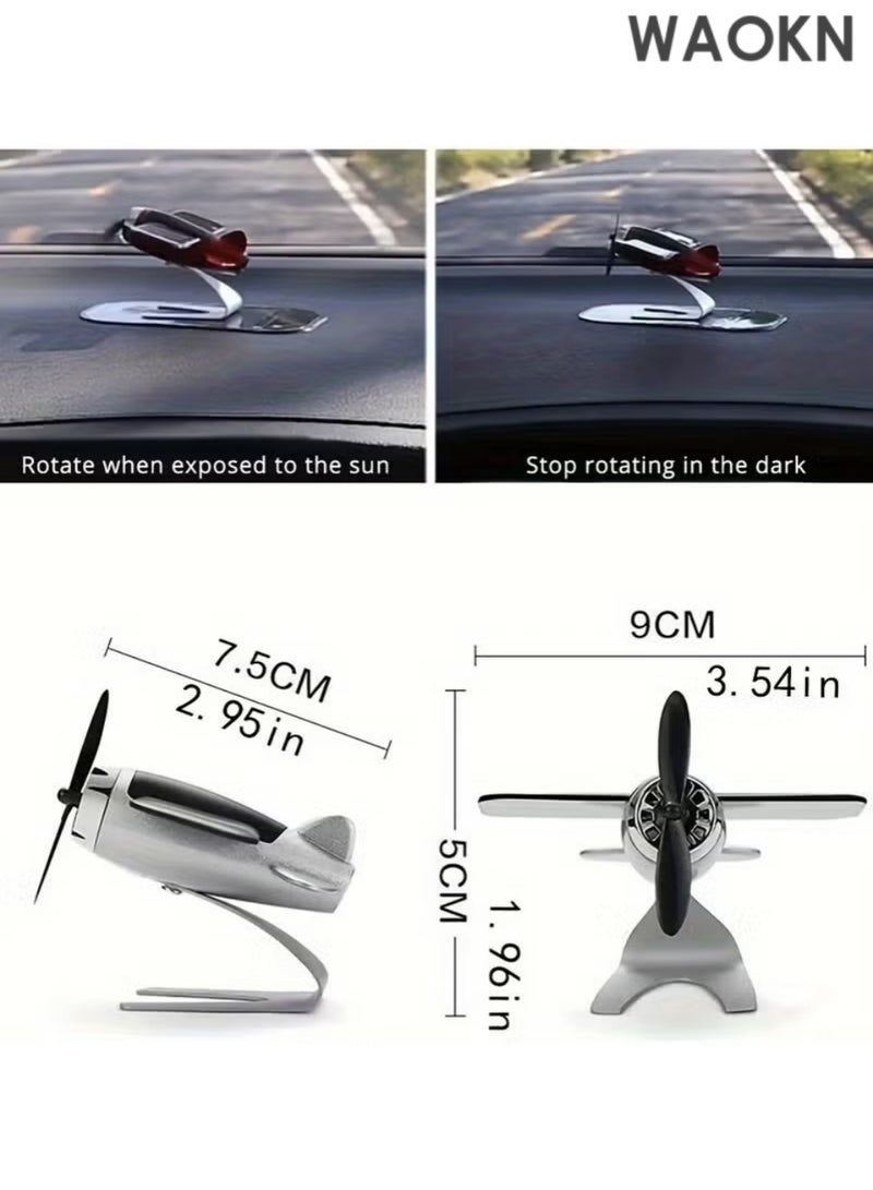 WAOKN Solar-Powered Plastic Aircraft Dashboard Ornament - Mini Airplane Car Interior Decor for Men & Women - Fun & Creative Auto Accessories for Car Enthusiasts - Unique Solar-Powered Moving Desk Toy - Perfect Gift for Pilots, Engineers, Kids - Cool Office & Home Decoration - Image 4