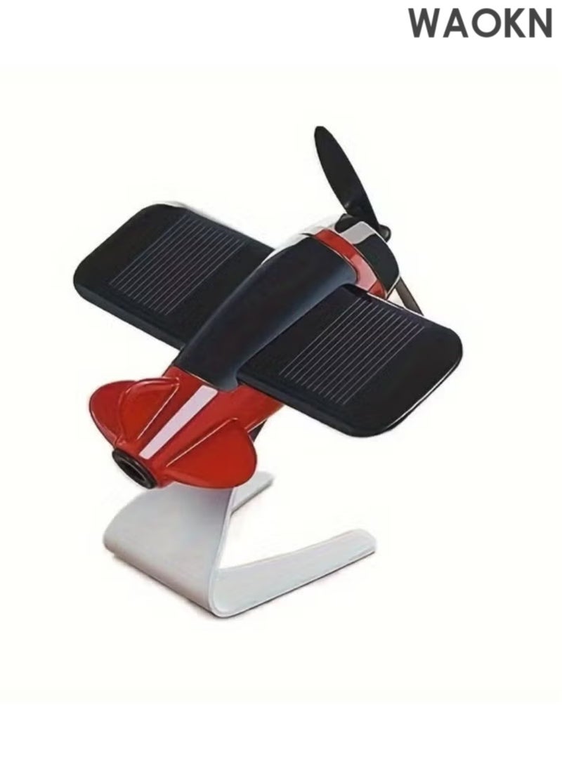 WAOKN Solar-Powered Plastic Aircraft Dashboard Ornament - Mini Airplane Car Interior Decor for Men & Women - Fun & Creative Auto Accessories for Car Enthusiasts - Unique Solar-Powered Moving Desk Toy - Perfect Gift for Pilots, Engineers, Kids - Cool Office & Home Decoration - Image 3