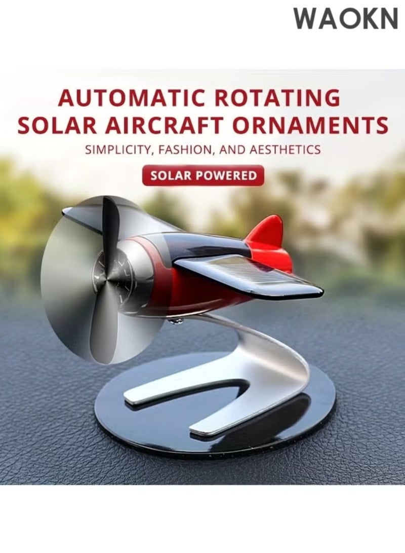 WAOKN Solar-Powered Plastic Aircraft Dashboard Ornament - Mini Airplane Car Interior Decor for Men & Women - Fun & Creative Auto Accessories for Car Enthusiasts - Unique Solar-Powered Moving Desk Toy - Perfect Gift for Pilots, Engineers, Kids - Cool Office & Home Decoration - Image 2