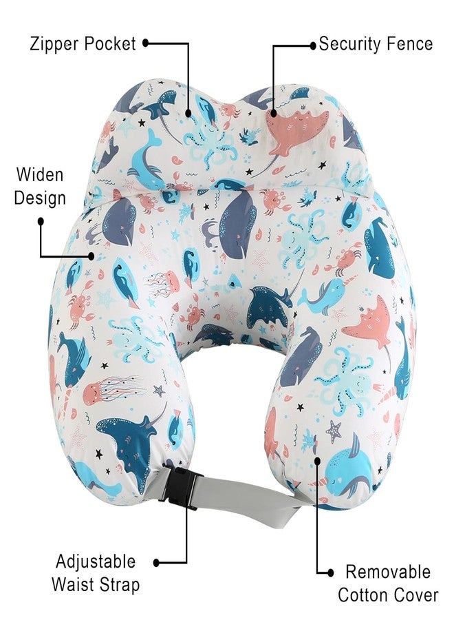 Proliva وسادة بروليفا للرضاعة الطبيعية للأطفال حديثي الولادة مع غطاء قابل للفصل، وسادة الرضاعة الطبيعية ودعم الرضاعة الطبيعية للأطفال، وسادة رضاعة مع غطاء قابل للإزالة (أبيض كريمي - دولفين) - Image 2