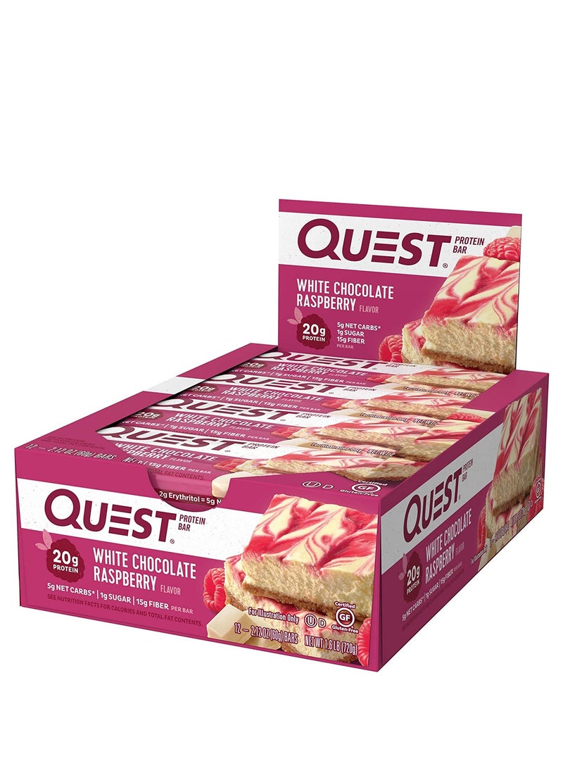 Quest Nutrition Quest Bars 60g White Chocolate Raspberry 1x12 - Image 2