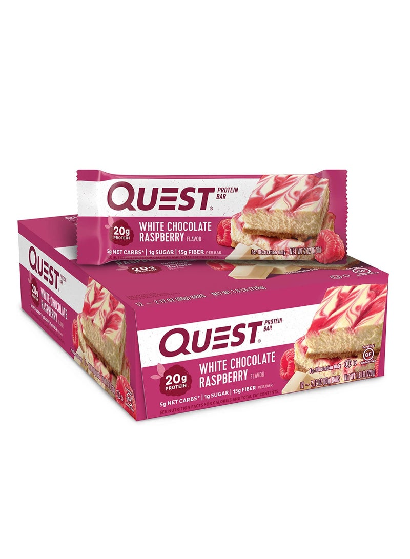 Quest Nutrition Quest Bars 60g White Chocolate Raspberry 1x12 - Image 1