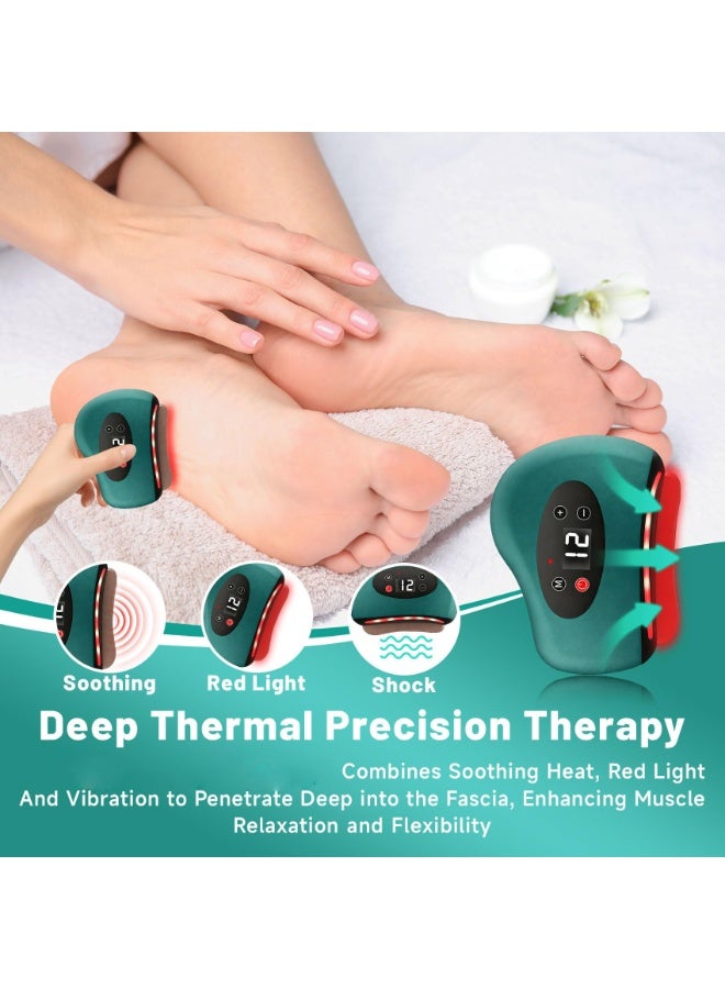 KOWVOWZ Foot Scraper, Heated Muscle Scraper 12 Massage Levels and 12 Heat Levels, Triple Action- Red Light/Heat/Vibration for Feet Legs Back & Body Care(Green) - Image 2