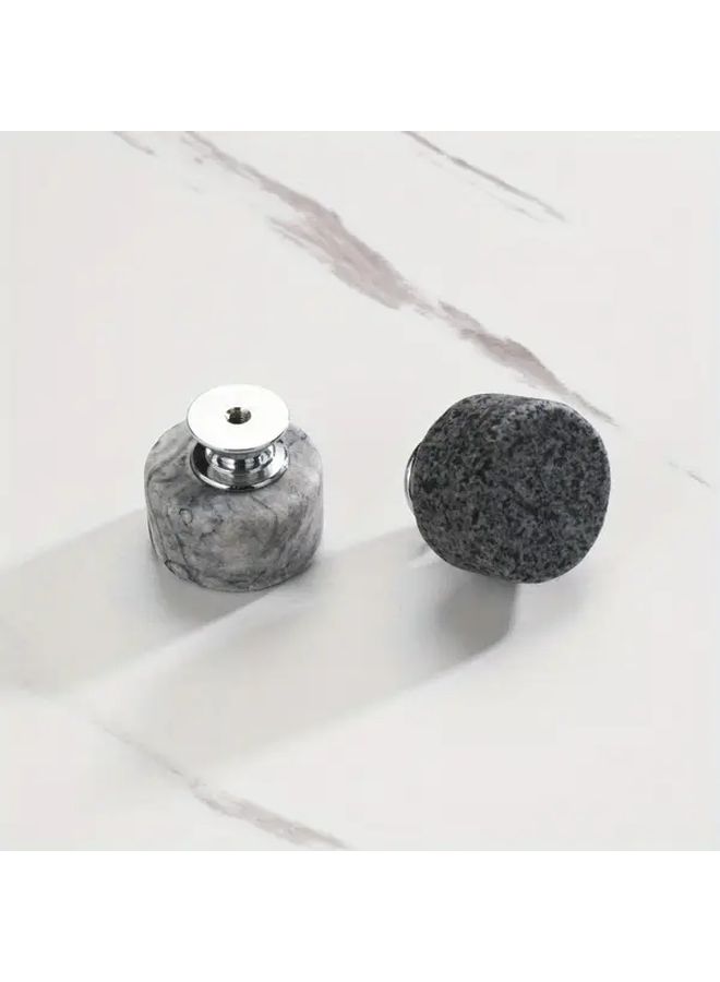 2Pcs Pure White Modern Faux Marble Cabinet Handles Polished Copper Finish Minimalist Design - Image 2