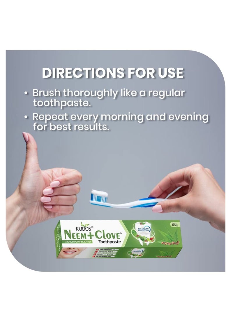 Kudos - KUDOS Ayureveda Neem Clove Toothpaste I Prevents cavities,Bad Breath,tooth decay I Help Fights germ,Anti Bacterial GumProtection Daily Use Toothpaste(Pack of 2) - Image 1
