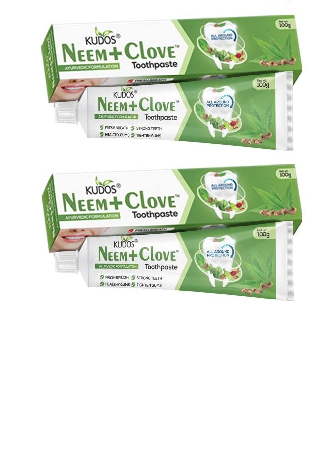 Kudos - KUDOS Ayureveda Neem Clove Toothpaste I Prevents cavities,Bad Breath,tooth decay I Help Fights germ,Anti Bacterial GumProtection Daily Use Toothpaste(Pack of 2) - Image 1