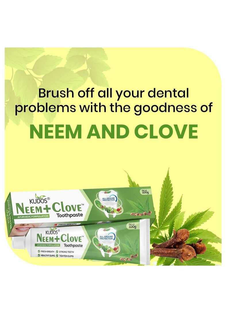Kudos - KUDOS Ayureveda Neem Clove Toothpaste I Prevents cavities,Bad Breath,tooth decay I Help Fights germ,Anti Bacterial GumProtection Daily Use Toothpaste(Pack of 2) - Image 1