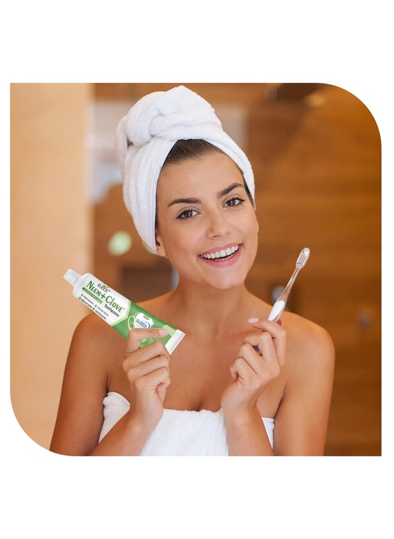Kudos - KUDOS Ayureveda Neem Clove Toothpaste I Prevents cavities,Bad Breath,tooth decay I Help Fights germ,Anti Bacterial GumProtection Daily Use Toothpaste(Pack of 2) - Image 1