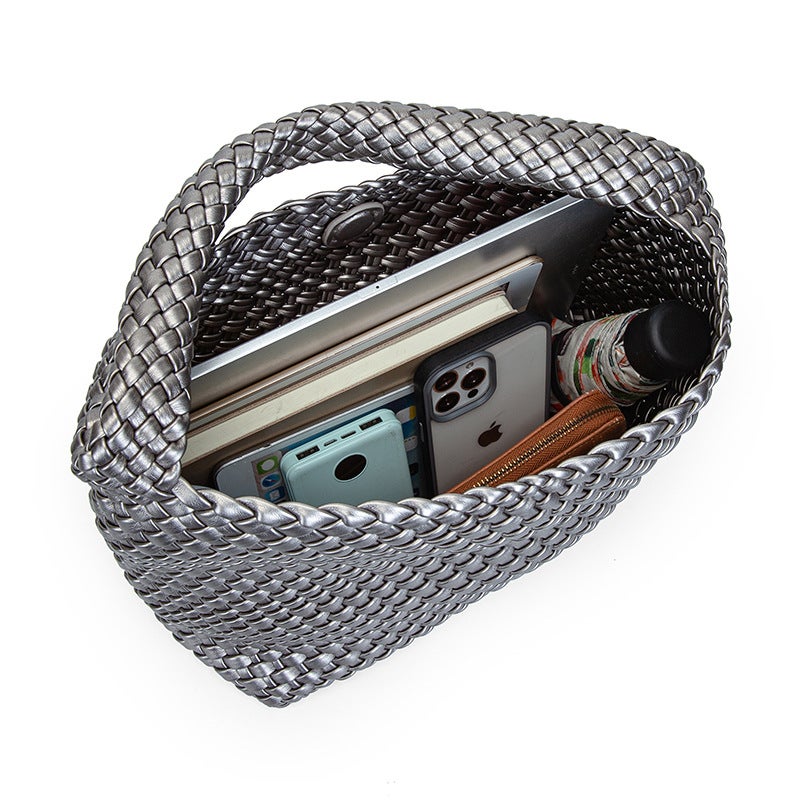 New Hand-Woven Large Capacity Pu Leather Women'S Bag Casual Portable Underarm Shoulder Bag - Image 5