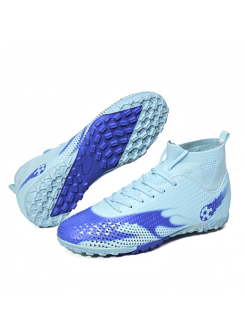 SKT Shiketro Men's and Women's High-Top Soccer Shoes with Short, Non-Slip Spikes for Outdoor Grass Competition Training - Image 1