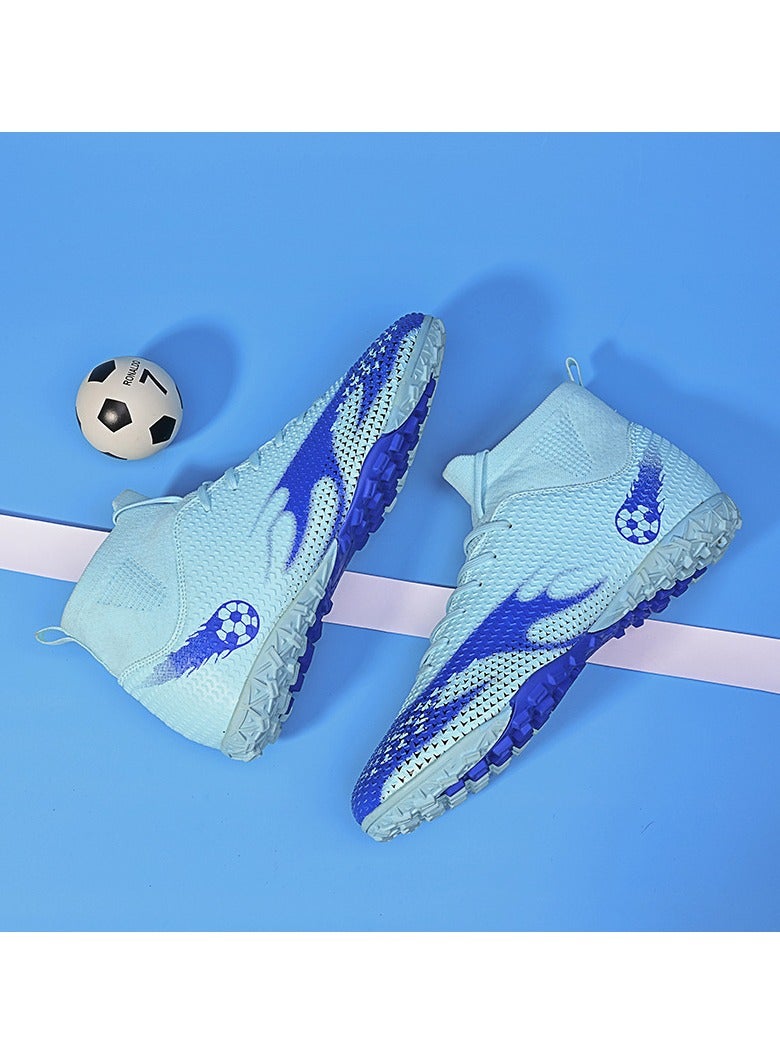 SKT Shiketro Men's and Women's High-Top Soccer Shoes with Short, Non-Slip Spikes for Outdoor Grass Competition Training - Image 2