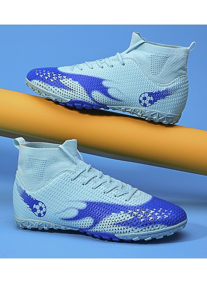 SKT Shiketro Men's and Women's High-Top Soccer Shoes with Short, Non-Slip Spikes for Outdoor Grass Competition Training - Image 3