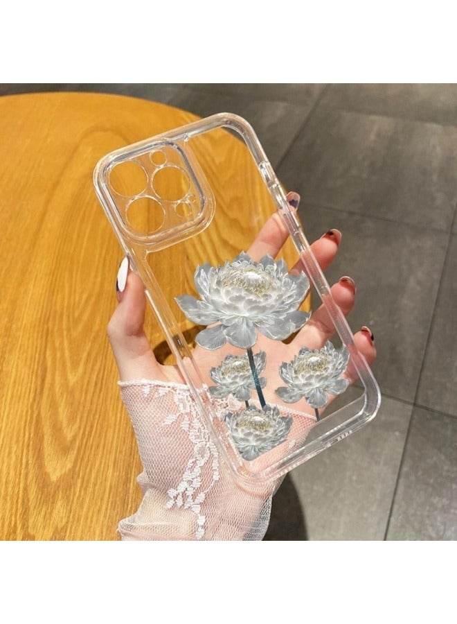 ShebSheb Designed for iPhone 15 Plus Case ,Clear Flower Soft & Flexible Shockproof Floral Women Phone Cover - Image 3
