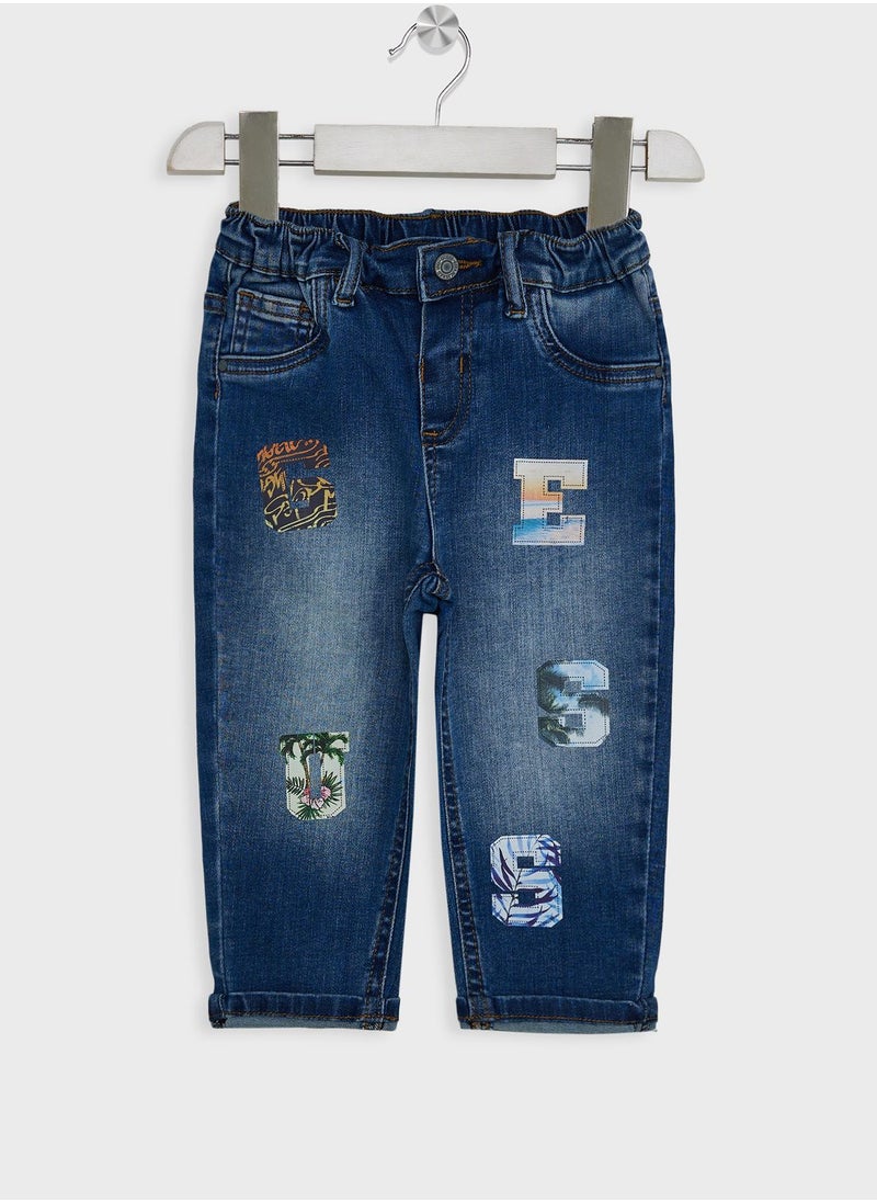 GUESS - Kids Logo Mid Wash Straight Fit Jeans - Image 1