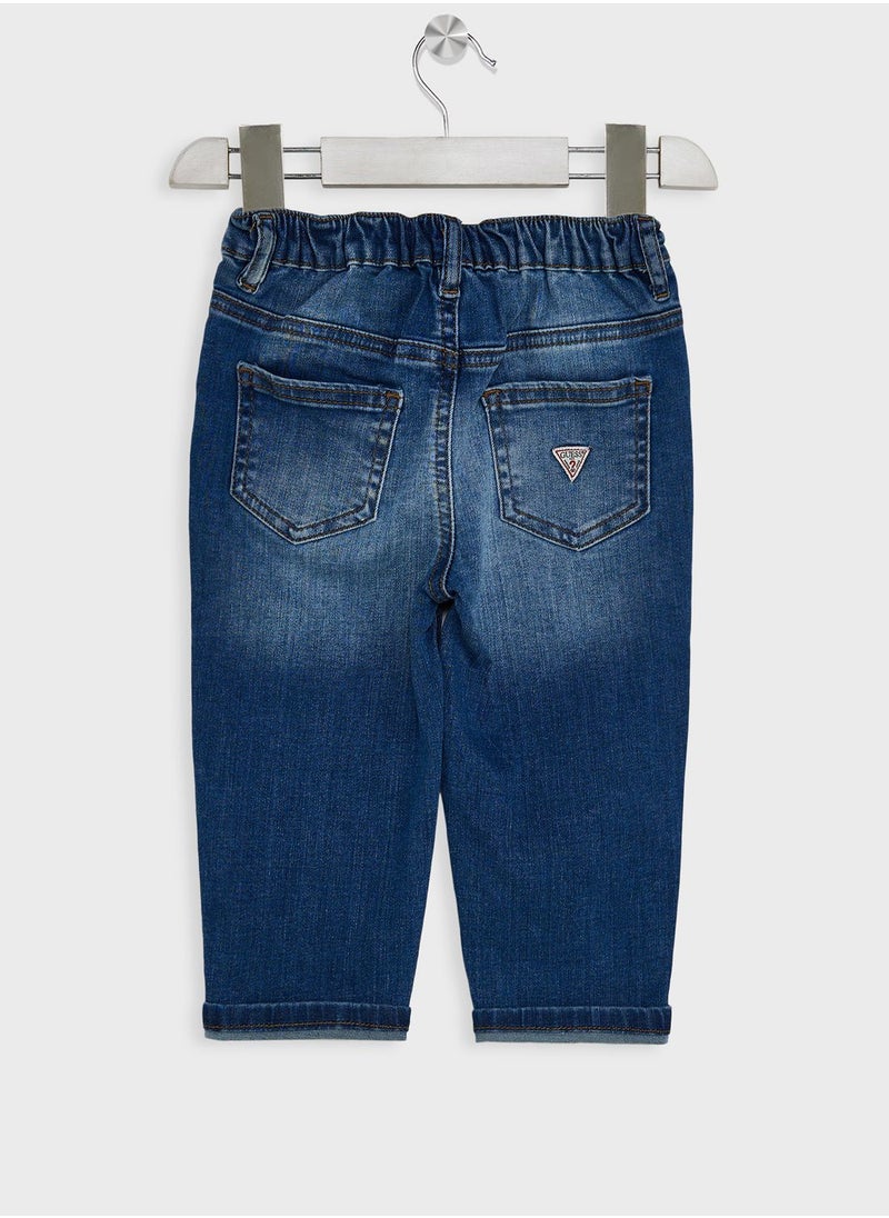 GUESS - Kids Logo Mid Wash Straight Fit Jeans - Image 1