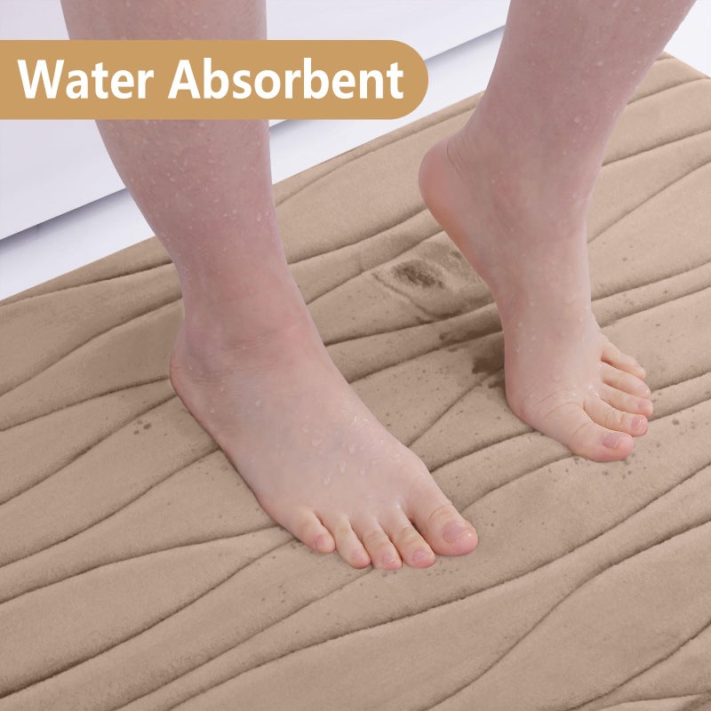 بجند بوجاندا Memory Foam Protch Prud Mat 30x20 Extra Soft and Extorbbent Bath Ship Non Slip and Machine Rases Rugs for Bathroom Floor Acel and Shower Camel - Image 3