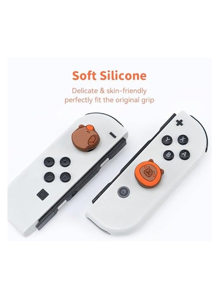 بروماس 4 قطع من أغطية قبضة الإبهام كابيبارا للتبديل، أغطية عصا التحكم السيليكون اللطيفة، غطاء عصا التحكم الناعم متوافق مع نينتندو سويتش/OLED/سويتش لايت - Image 2