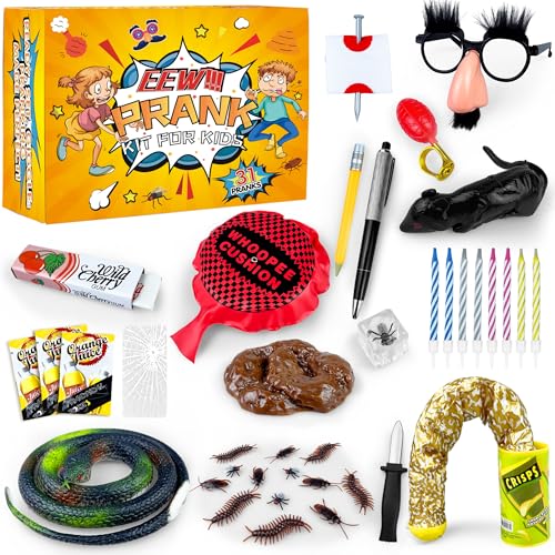 PPXMEEUDC 31 PCS Prank Kit for Kids Prank Toys Pack Set Box for Gifts April Fools Pranks Practical Jokes for April Fools Day Halloween Christmas Birthdays - Image 1