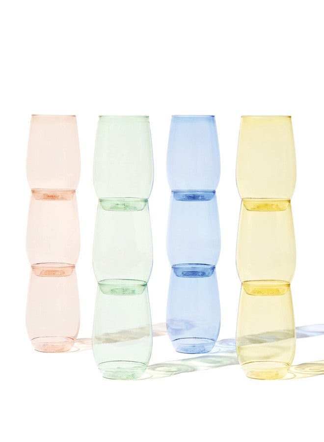 TOSSWARE POP 14oz Vino - Color Series SET OF 12, Premium Quality, Recyclable, Unbreakable & Crystal Clear Plastic Wine Glasses - Image 1