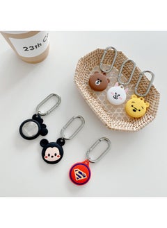 For Apple Airtags Tracker Anti-lost Device Locator Hook Soft Airtag Protective Cover Cartoon Silicone-Color:Mickey-Applicable Model:Apple Airtag Tracker