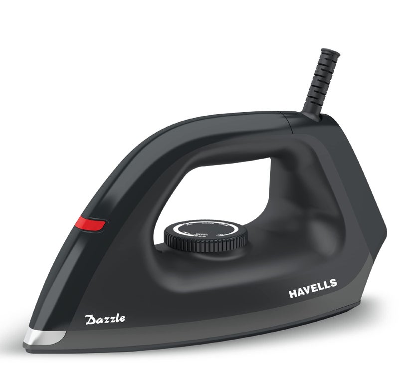 Havells Dry Iron Dazzle 1100 Watts, Iron Press, Greblon Non Sick Soleplate with German Technology| Shock Proof Body| Aerodynamic Design, 360° Swivel Cord|2 Years Door Step Warranty by Havells (Black) - Image 1