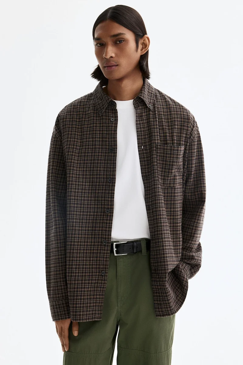 اتش اند ام قميص قطني بقصّة مريحة