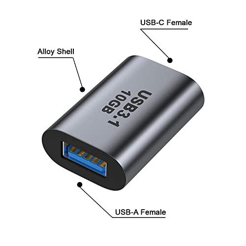 NFHK USB-C USB 3.1 Type C Female to USB 3.0 A Female Data Adapter 10Gbps Data Power for Laptop Tablet Phone - Image 2