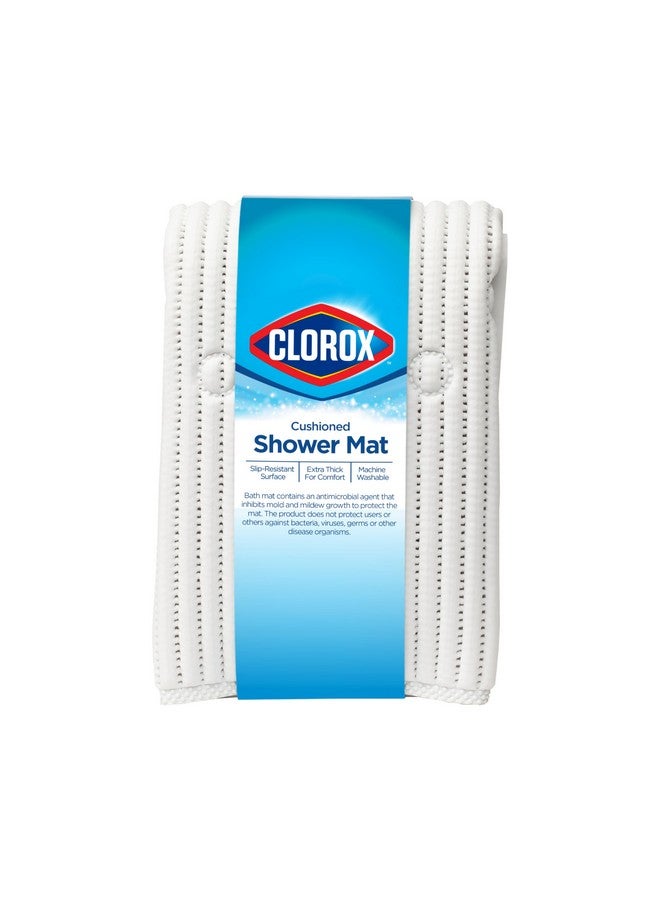 Duck Brand Clorox Cushioned Shower Mat, Non Slip Bathtub Mat with Suction Cups, 21 Inches x 21 Inches, White - Image 1