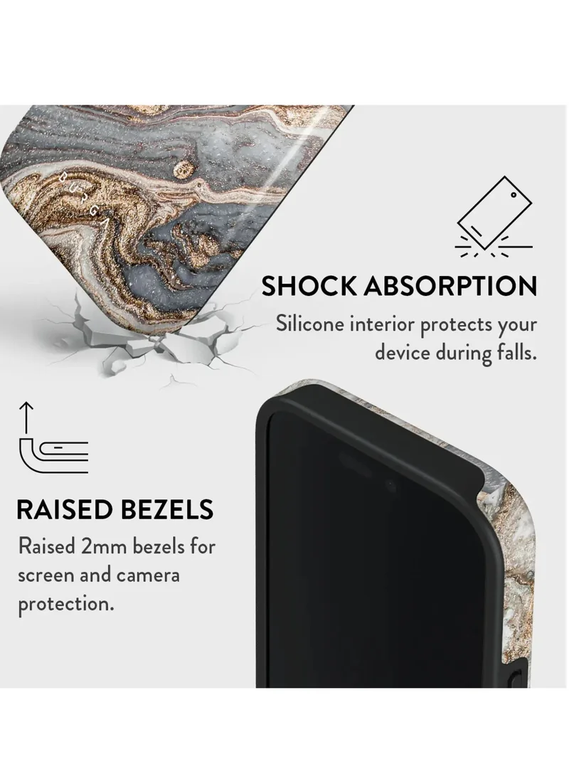 BURGA iPhone 15 Case, 2 Piece Hard Shell + TPU Silicone Interior, Shock Absorption, All Port Accessible, Raised Bezel For Screen & Camera Protection, Never Fading HQ Print, Gentle Wind