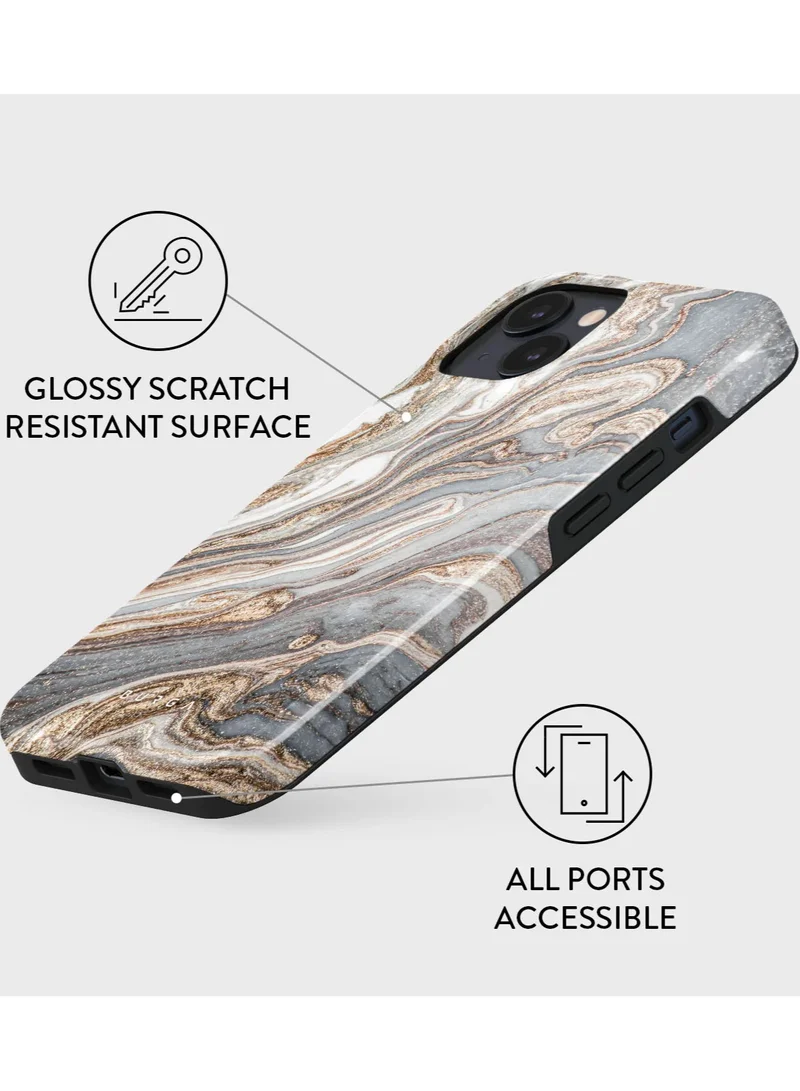 BURGA iPhone 15 Case, 2 Piece Hard Shell + TPU Silicone Interior, Shock Absorption, All Port Accessible, Raised Bezel For Screen & Camera Protection, Never Fading HQ Print, Gentle Wind