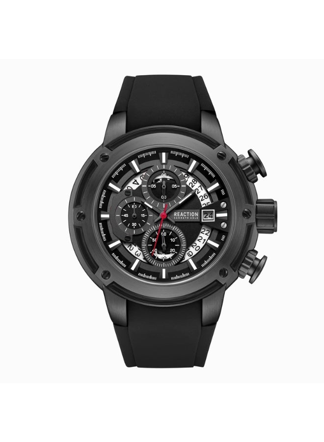 Kenneth Cole Reaction Men's Chronograph Black Dial With Silicone Strap Watch - 56.2mm - Image 1