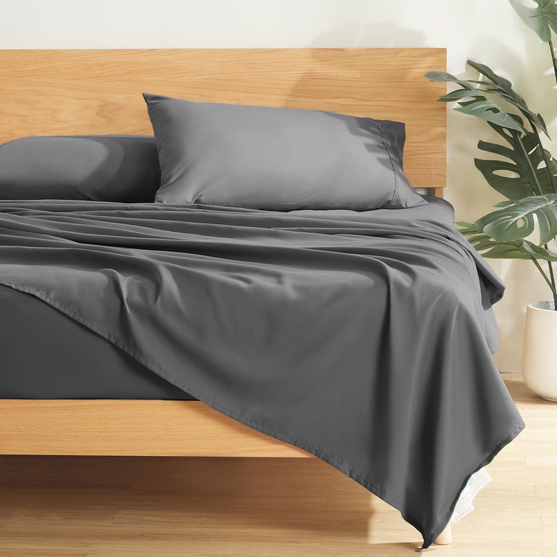 SLEEP ZONE Queen Sheets Grey  Super Soft Sheets for Queen Size Bed 4 Pieces Hotel Luxury Queen Sheet Set Easy Care Microfiber Bed Sheet Set