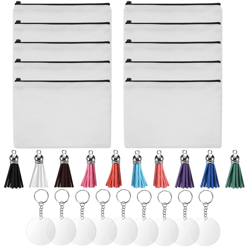 1 Set DIY Craft Bag Canvas Pencil Cases Sublimation Blank Makeup Bags Heat Transfer Bag - Image 1