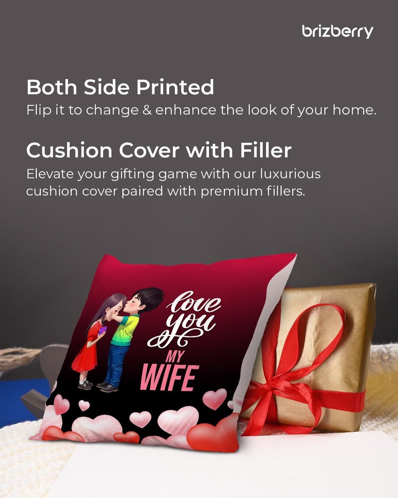 Brizberry® Pillow Cushion Gift for Valentine's Day Anniversary Engagement Birthday Girlfriend Boyfriend Wife Husband Love Romantic Couple Gift with Cushion Filler (16 inch x 16 inch) (Design 11) - Image 3
