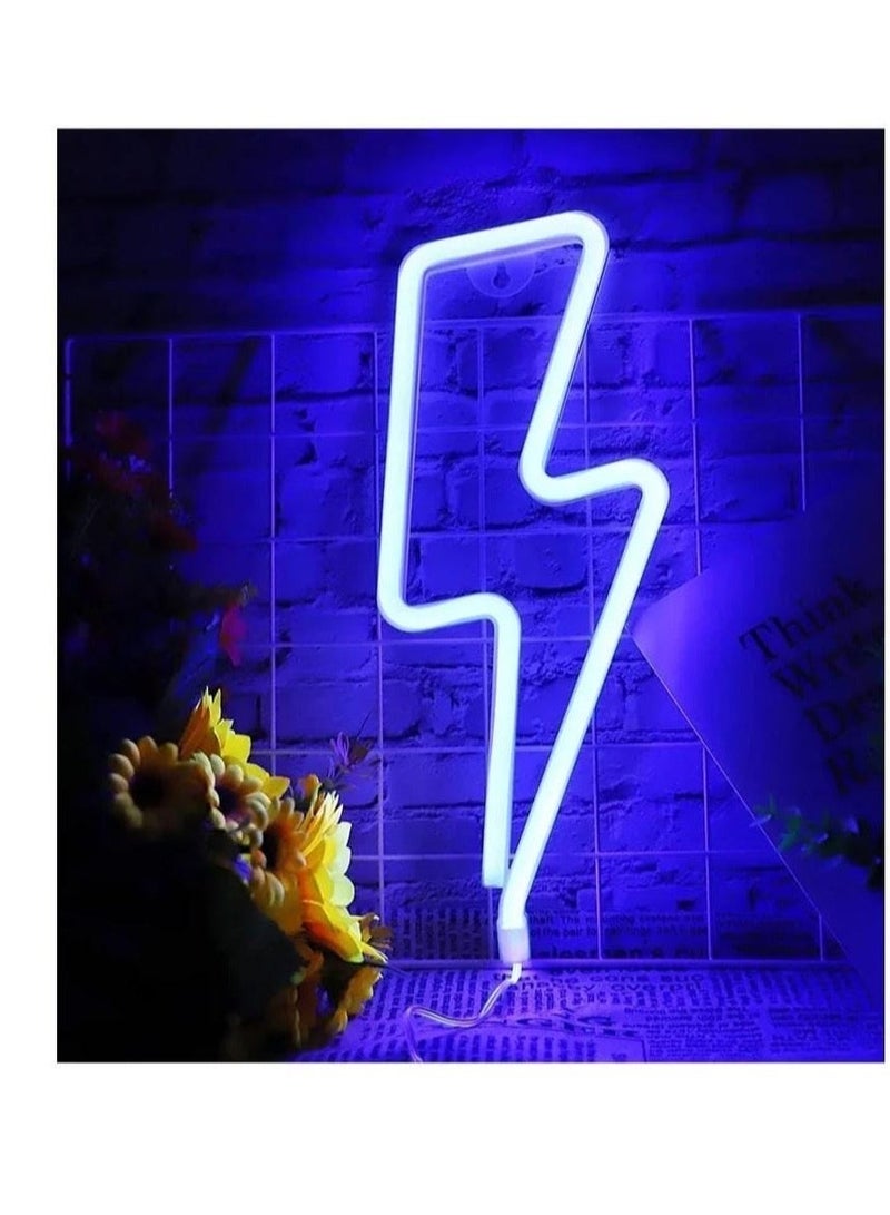 "Lightning Bolt Neon LED Wall Light - USB/Battery Powered, Decorative Night Lamp for Bedroom, Party & Wall Décor - Blue" - Image 4