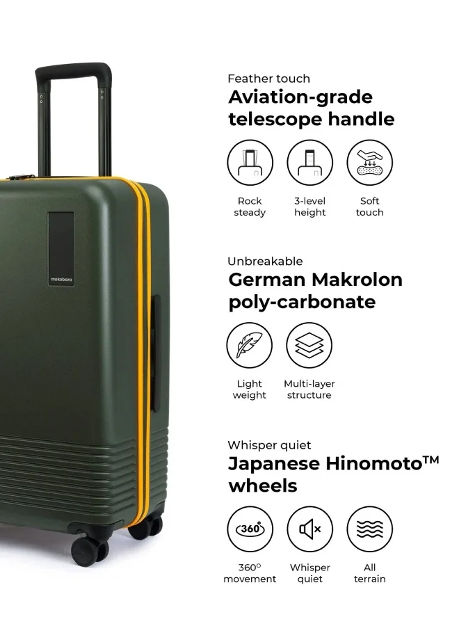 موكوبارا للتجارة ذ.م.م The Check-in Luggage Hardsided 8 Hinomoto Wheels Medium Trolley (Green)