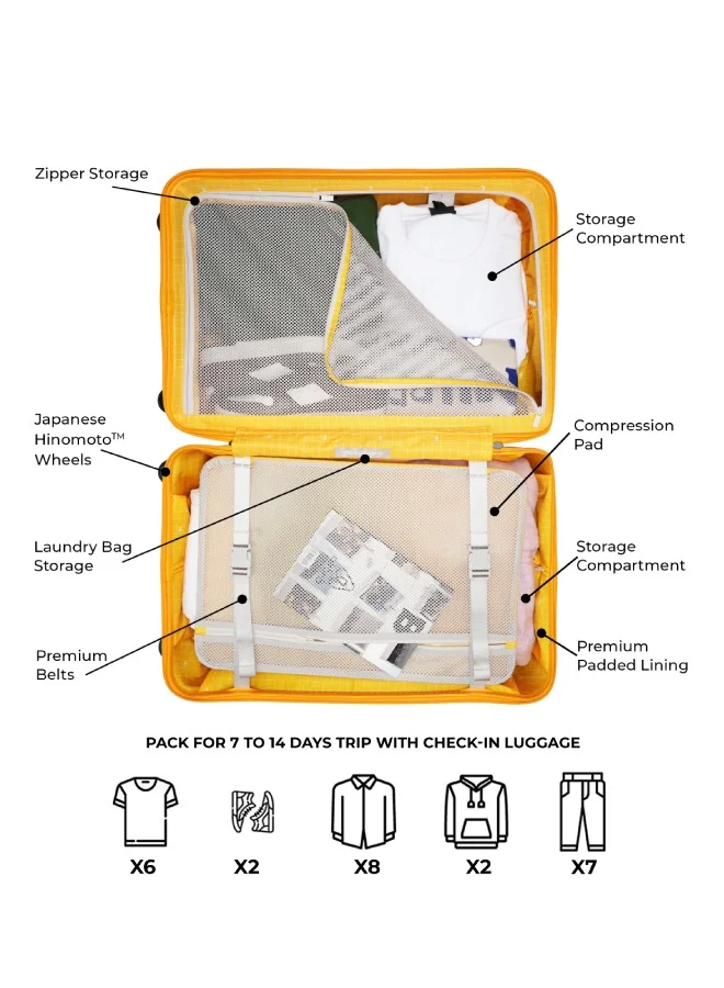 موكوبارا للتجارة ذ.م.م The Check-in Luggage Hardsided 8 Hinomoto Wheels Medium Trolley (Green)