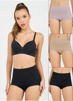 Pack of 3 - Textured Seamless Scalloped Edge Full Brief