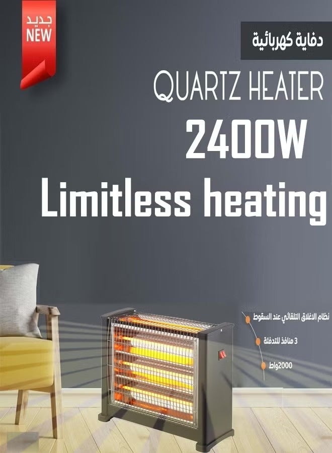 TOSCANA U Electric Heater and Heater with 5 Single Burners 2400 Watt Portable Heater with Temperature Control Switch Black - Image 2