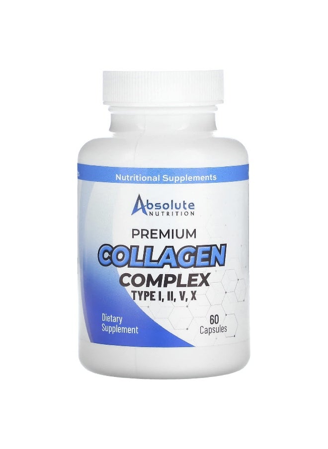 Absolute Nutrition - Absolute Nutrition, Premium Collagen Complex, Type I, II, V, X, 60 Capsules - Image 1